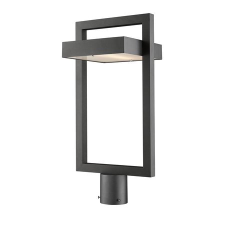 Z-LITE Luttrel 1 Light Outdoor Post Mount Fixture, Black & Frosted 566PHBR-BK-LED